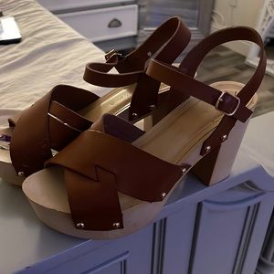 Brown leather heels